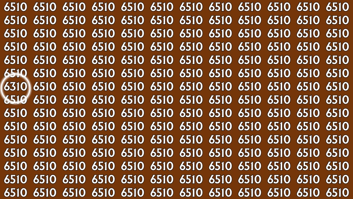 Optical Illusion: Within 6 Seconds Spot The Number 6310 among 6510