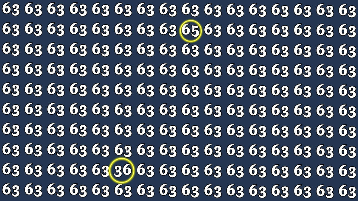 Optical Illusion: Within 6 Seconds Spot The Number 65 and 36 among 63