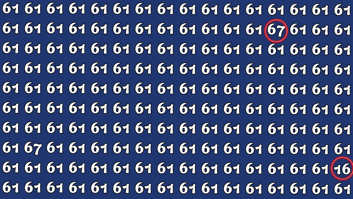 Optical Illusion: Within 6 Seconds Spot The Number 67 and 16 among 61