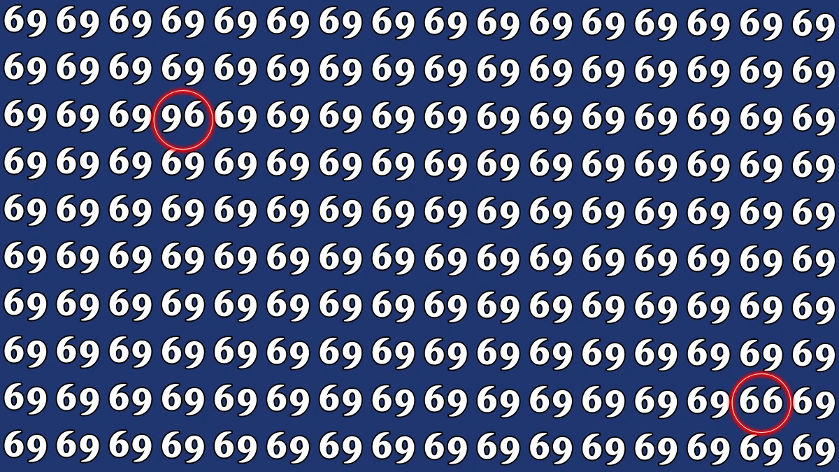 Optical Illusion: Within 6 Seconds Spot The Number 96 and 66 among 69