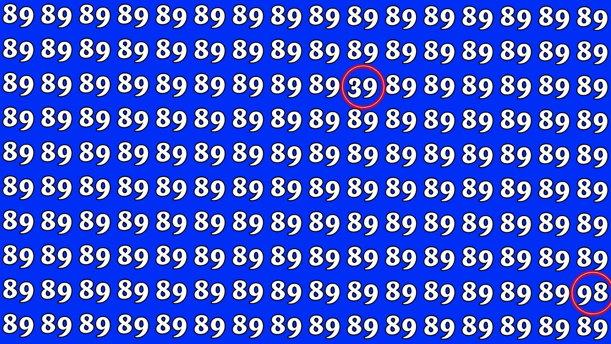 Optical Illusion: Within 7 Seconds Spot The Number 39 and 98 among 89