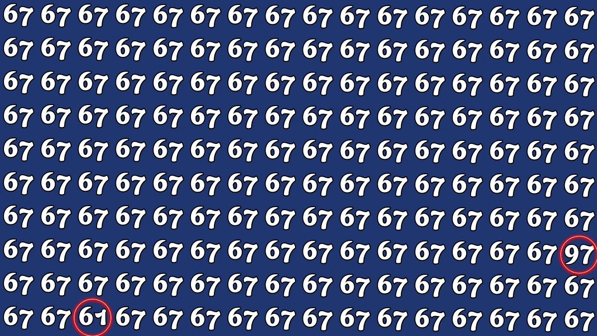 Optical Illusion: Within 7 Seconds Spot The Number 61 and 97 among 67