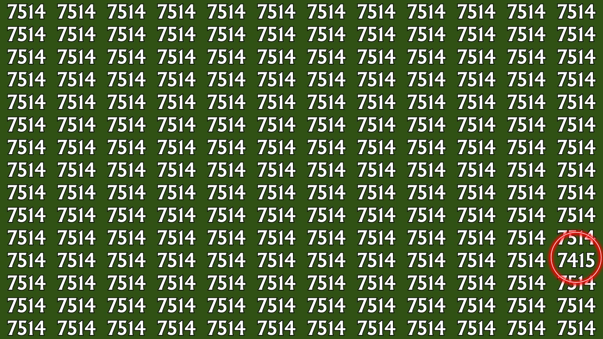 Optical Illusion: Within 7 Seconds Spot The Number 7415 among 7514