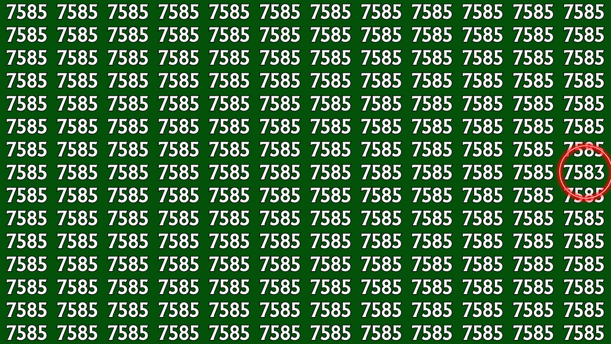 Optical Illusion: Within 7 Seconds Spot The Number 7583 among 7585