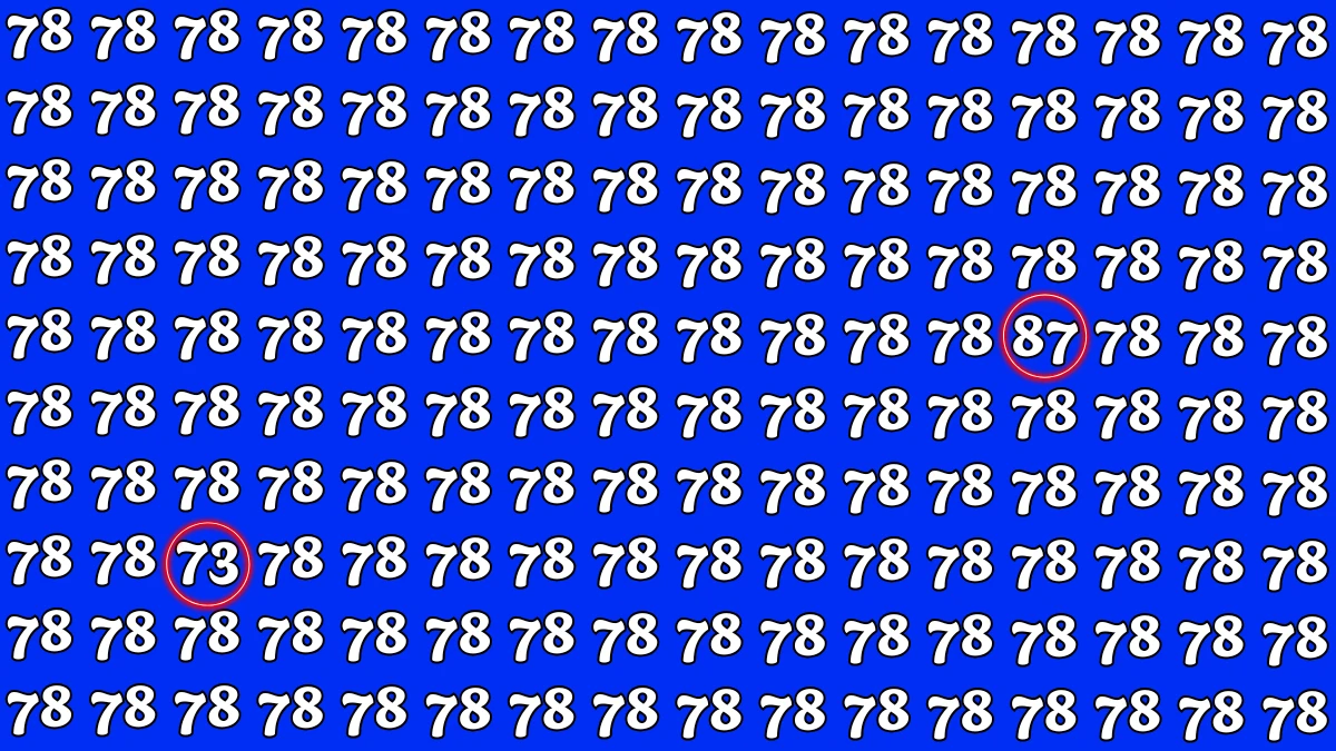 Optical Illusion: Within 7 Seconds Spot The Number 87 and 73 among 78