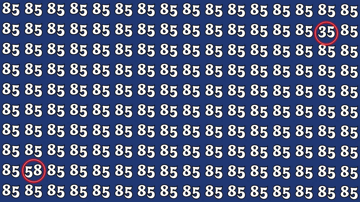 Optical Illusion: Within 8 Seconds Spot The Number 35 and 58 among 85