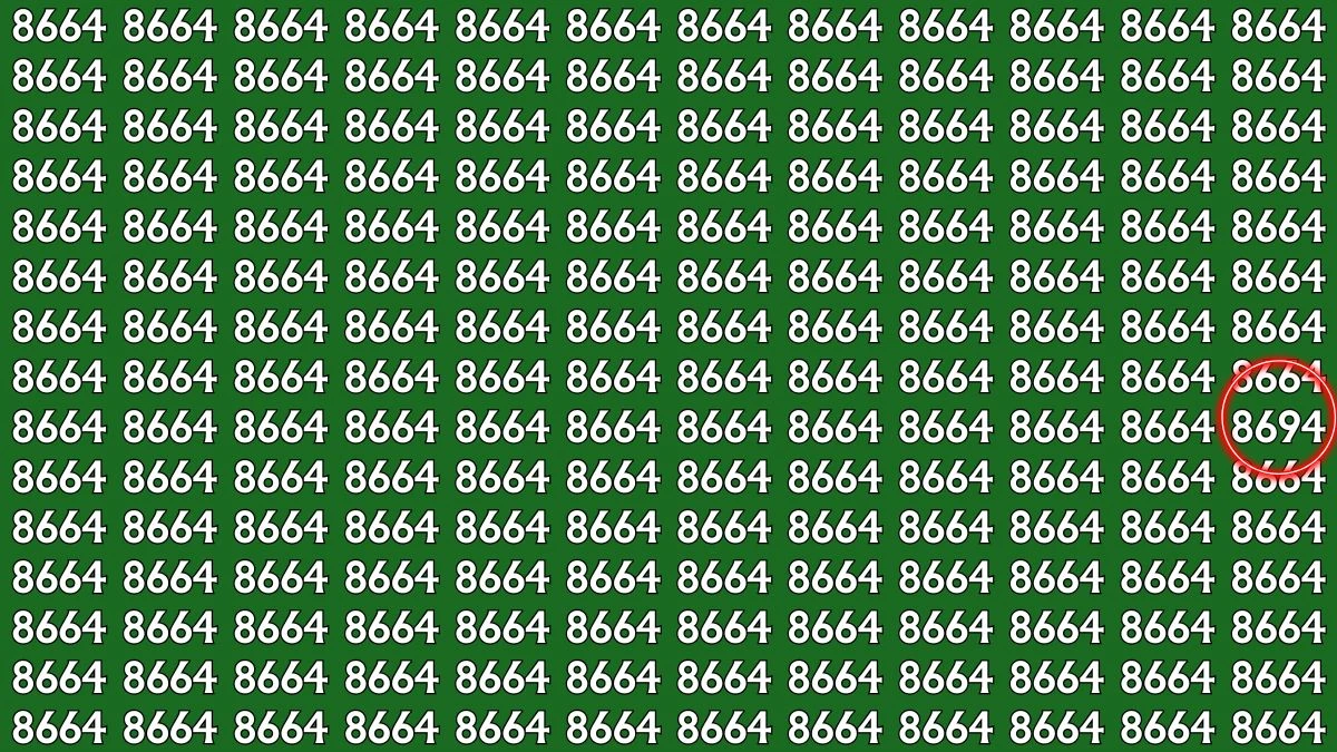 Optical Illusion: Within 8 Seconds Spot The Number 8694 among 8664