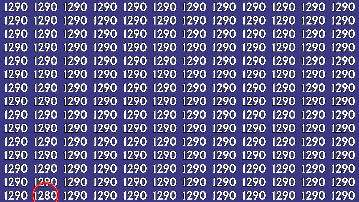 Optical Illusion: Within 9 Seconds Spot The Number 1280 among 1290