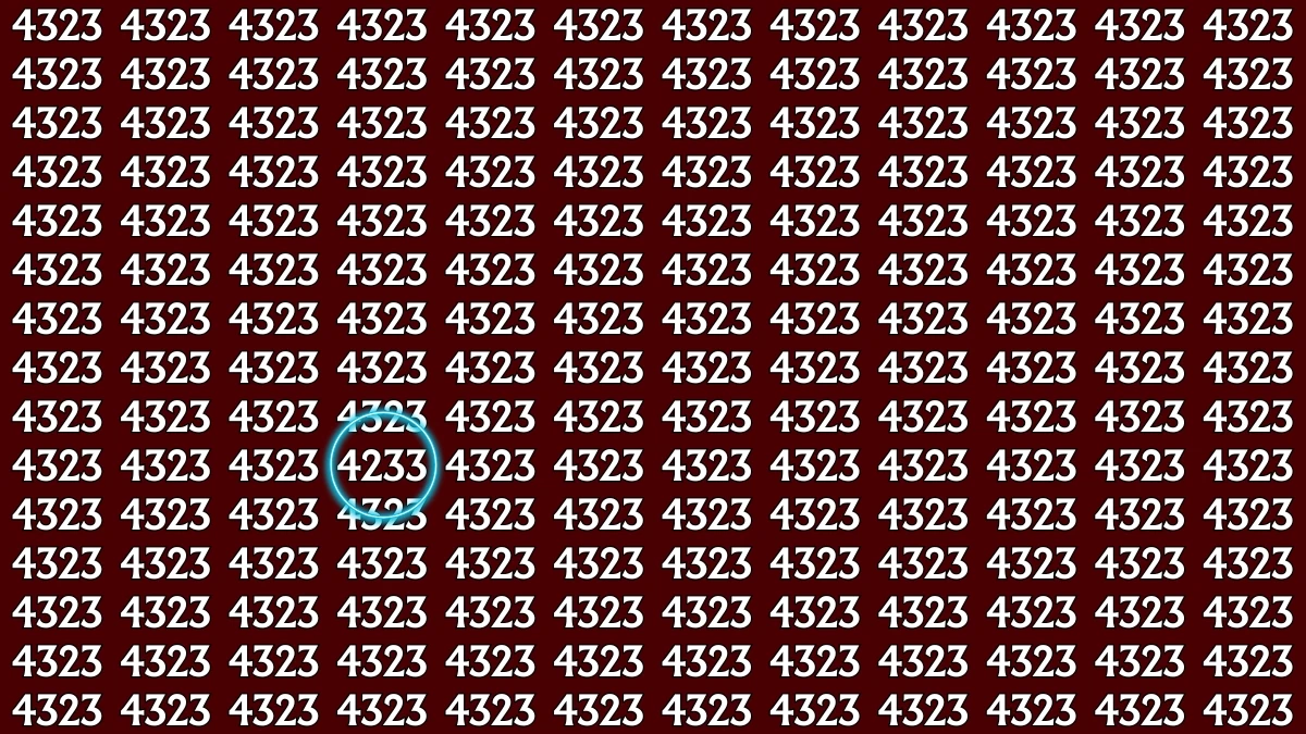 Optical Illusion: Within 9 Seconds Spot The Number 4233 among 4323
