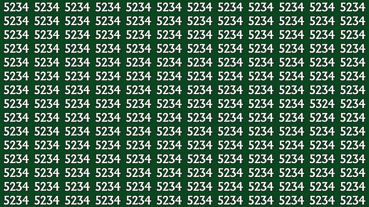 Optical Illusion: Within 9 Seconds Spot The Number 5324 among 5234