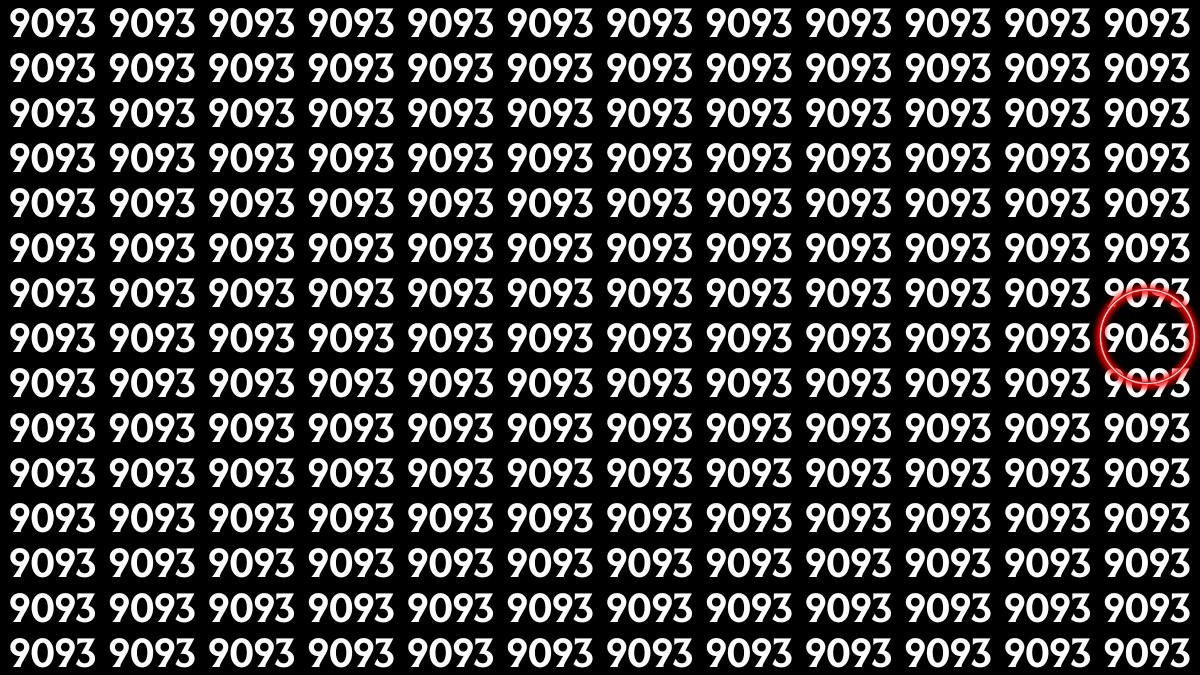 Optical Illusion: Within 9 Seconds Spot The Number 9063 among 9093