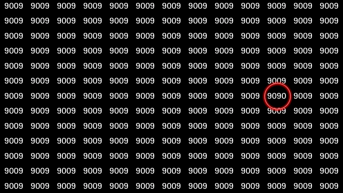 Optical Illusion: Within 9 Seconds Spot The Number 9090 among 9009s