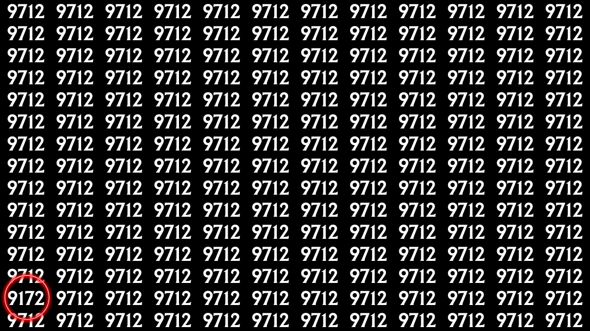 Optical Illusion: Within 9 Seconds Spot The Number 9172 among 9712