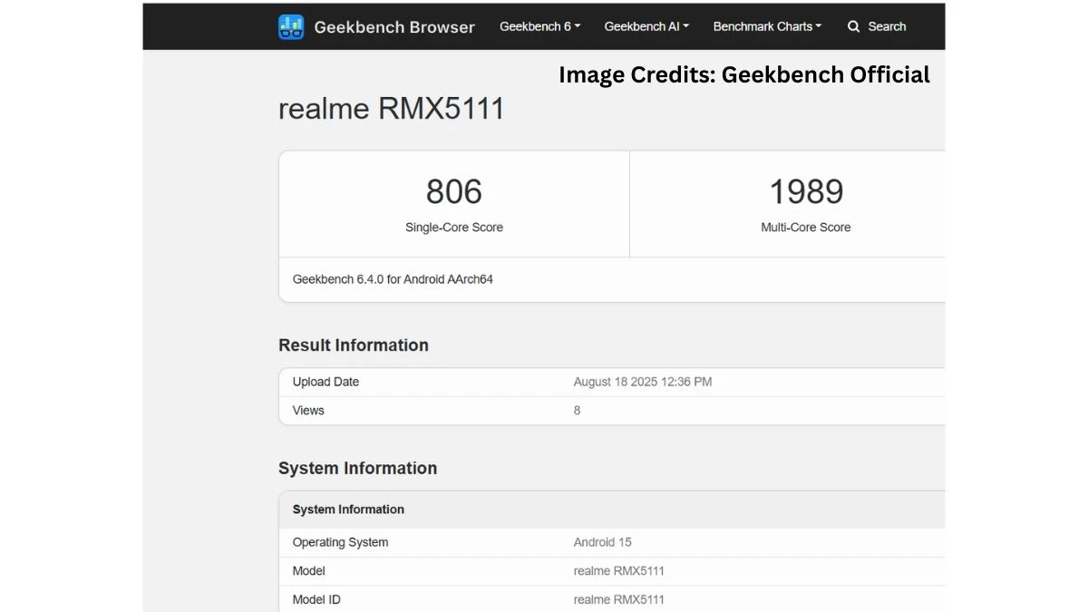 Realme 15T Listed on Geekbench: Release Date, Specifications, Price