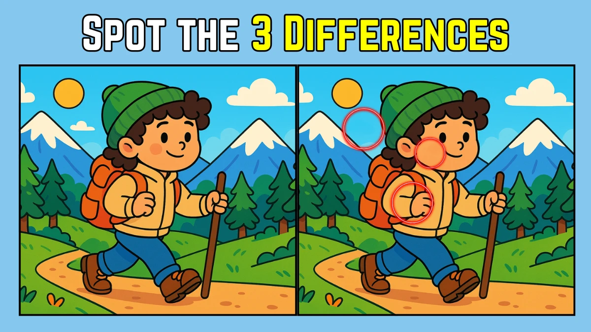 Spot the Difference: Only the sharpest eyes can spot 3 differences in this Girl Hiking Image in 9 Secs