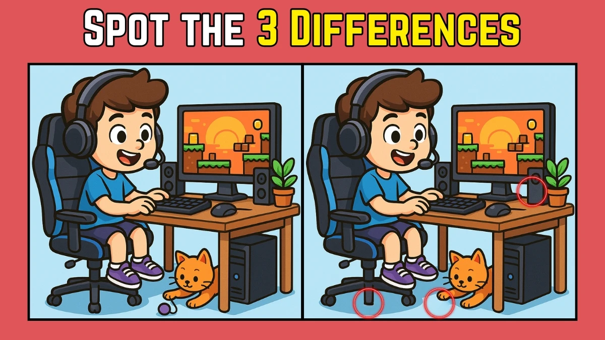 Spot the Difference: Within 9 Seconds Spot The 3 Differences in this Gaming Boy Image