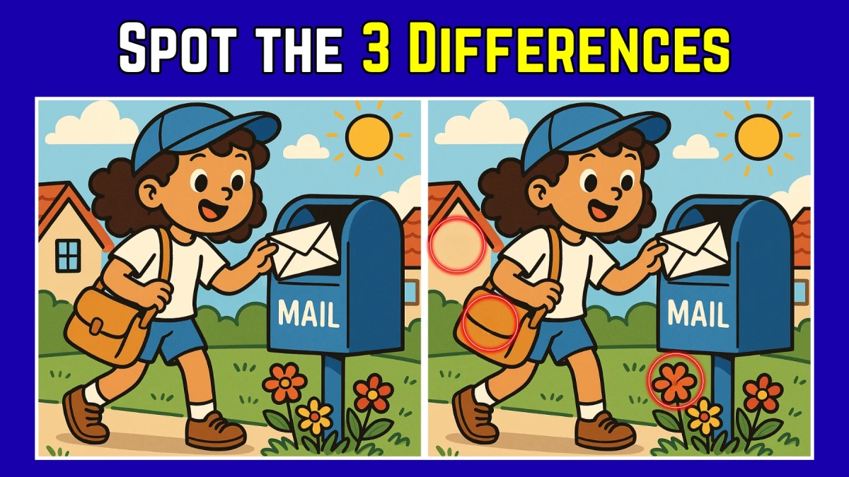 Spot the Difference: Within 9 Seconds Spot The 3 Differences in this Postwoman Image