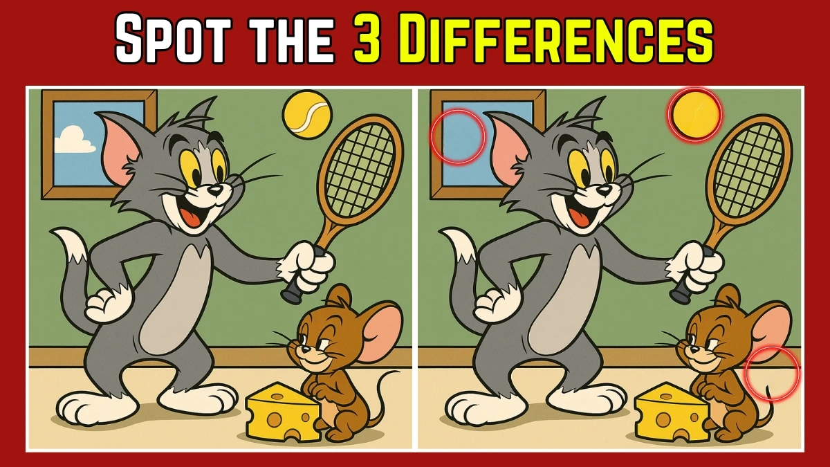 Spot the Difference: Within 9 Seconds Spot The 3 Differences in this Tom and Jerry Image