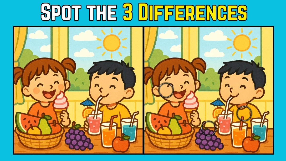 Spot the Difference: Within 9 Seconds Spot The 3 Differences in this Two Kids Image