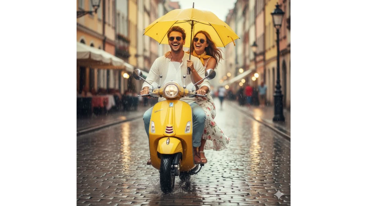10 Gemini AI Vespa Couple Cinematic Prompts to Create DSLR-Style Professional Portraits