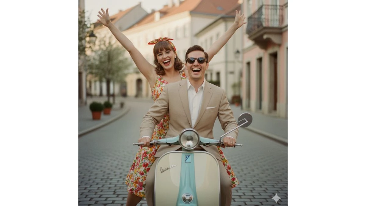 10 Gemini AI Vespa Couple Cinematic Prompts to Create DSLR-Style Professional Portraits