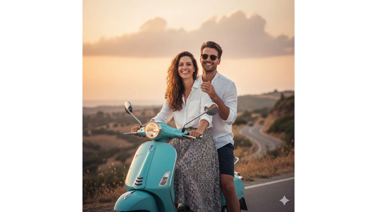 10 Gemini AI Vespa Couple Cinematic Prompts to Create DSLR-Style Professional Portraits