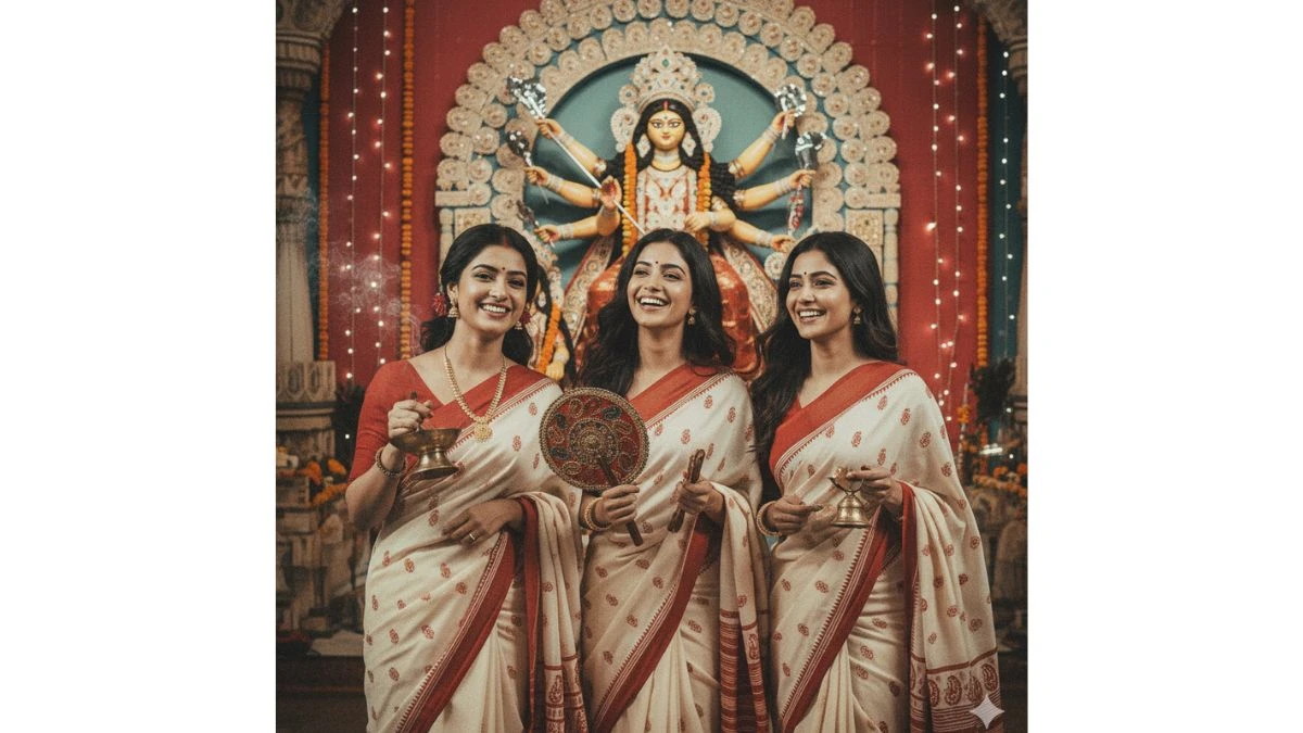 10 Easy Google Gemini AI Prompts Copy Paste to Create a Stunning Durga Puja Saree Look