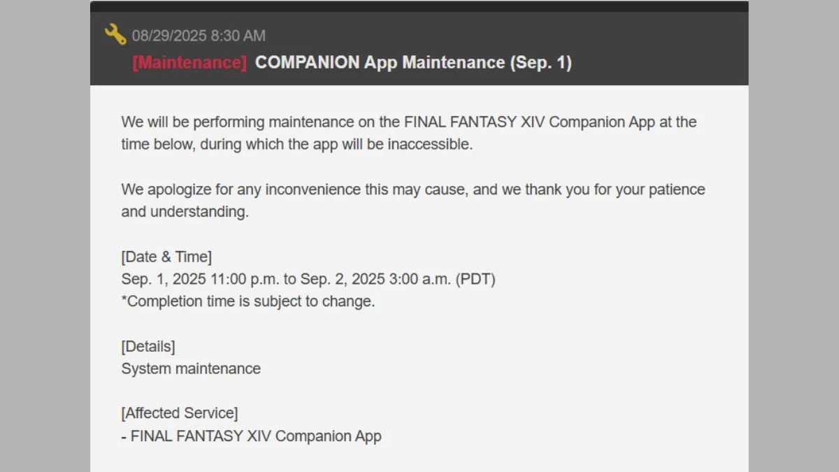 FFXIV Maintenance: When Will the Maintenance End?