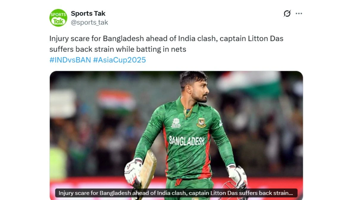 Litton Das Injury Update: Bangladesh Skipper Faces Back Strain Scare Before India Clash in Asia Cup 2025