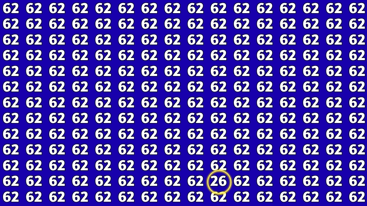 Observation Find It Out: Within 7 Seconds Spot The Number 26 among 62s