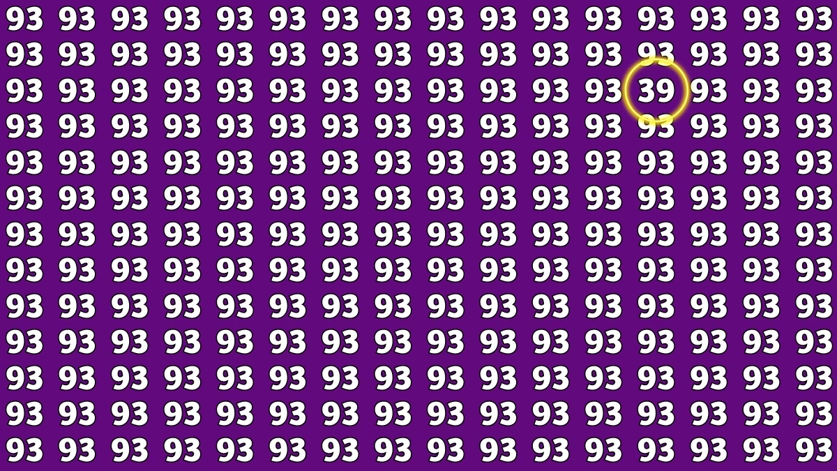 Observation Find It Out: Within 7 Seconds Spot The Number 39 among 93s