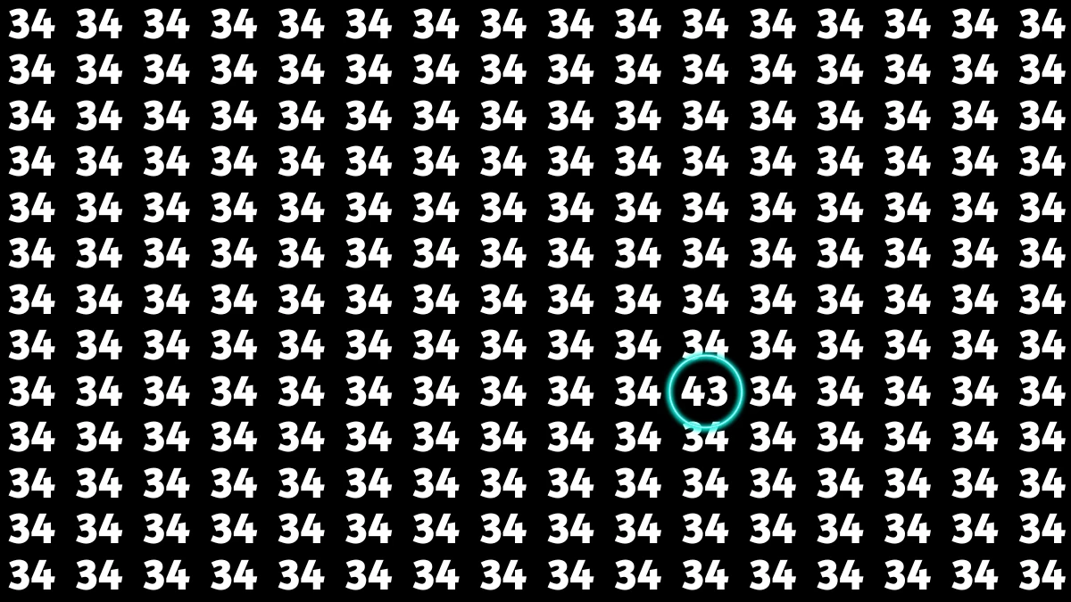 Observation Find It Out: Within 7 Seconds Spot The Number 43 among 34s
