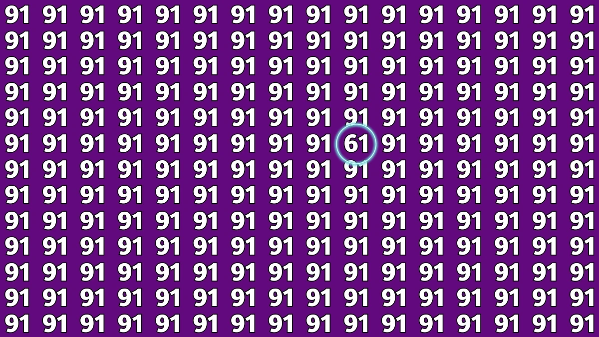 Observation Find It Out: Within 7 Seconds Spot The Number 61 among 91s