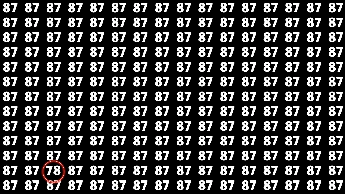 Observation Find It Out: Within 7 Seconds Spot The Number 78 among 87s
