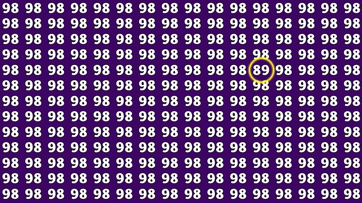 Observation Find It Out: Within 7 Seconds Spot The Number 89 among 98s