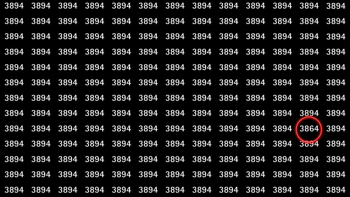 Observation Find It Out: Within 9 Seconds Spot The Number 3864 among 3894s
