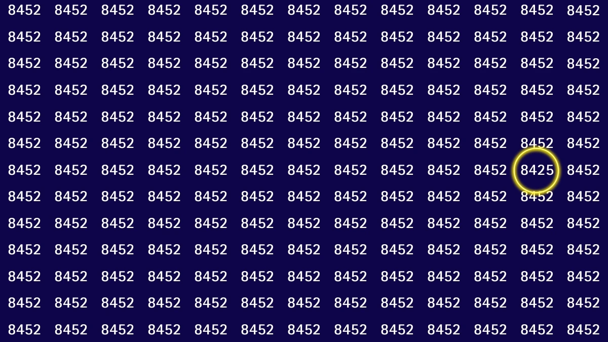 Observation Find It Out: Within 9 Seconds Spot The Number 8425 among 8452s