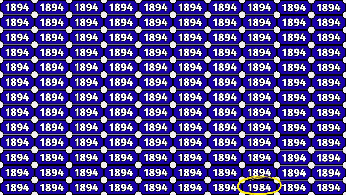 Optical Illusion Puzzle IQ Test: Within 8 Seconds Spot The Number 1984 among 1894s