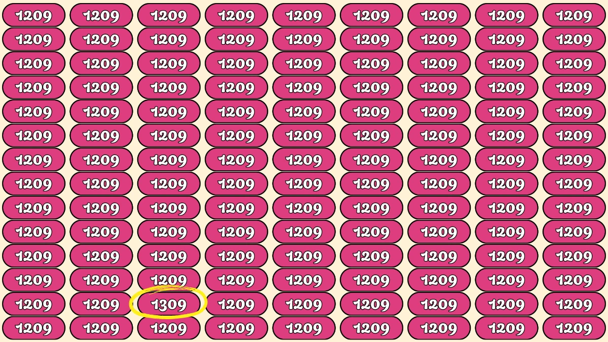 Optical Illusion Puzzle IQ Test: Within 9 Seconds Spot The Number 1309 among 1209s