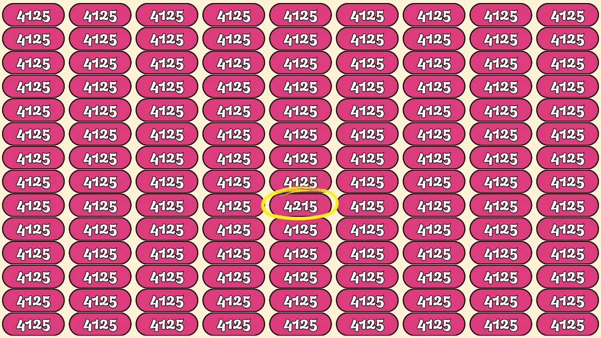 Optical Illusion Puzzle IQ Test: Within 9 Seconds Spot The Number 4215 among 4125s
