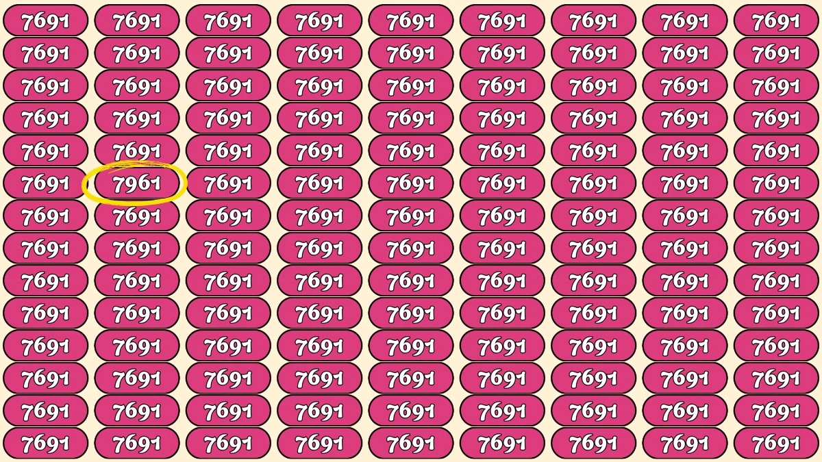 Optical Illusion Puzzle IQ Test: Within 9 Seconds Spot The Number 7961 among 7691s