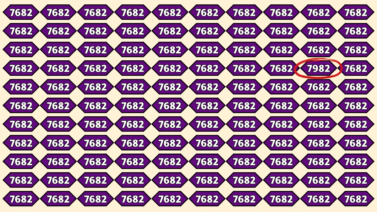 Optical Illusion Puzzle IQ Test: Within 9 Seconds Spot The Number 7982 among 7652