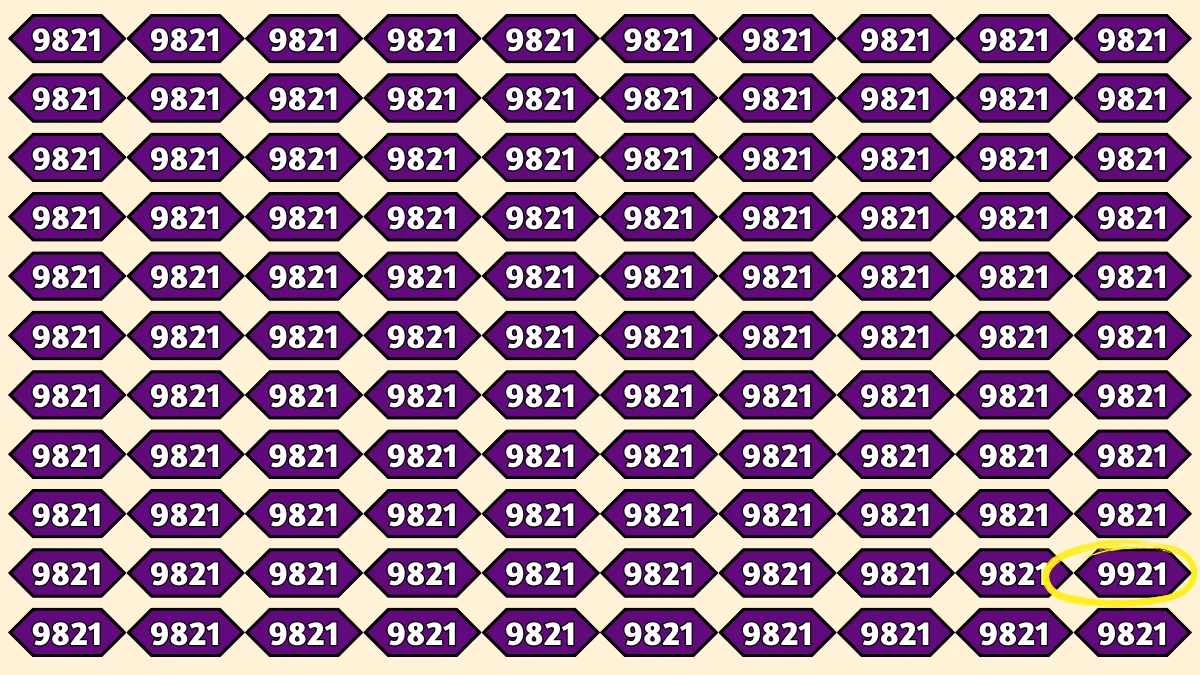 Optical Illusion Puzzle IQ Test: Within 9 Seconds Spot The Number 9921 among 9821s