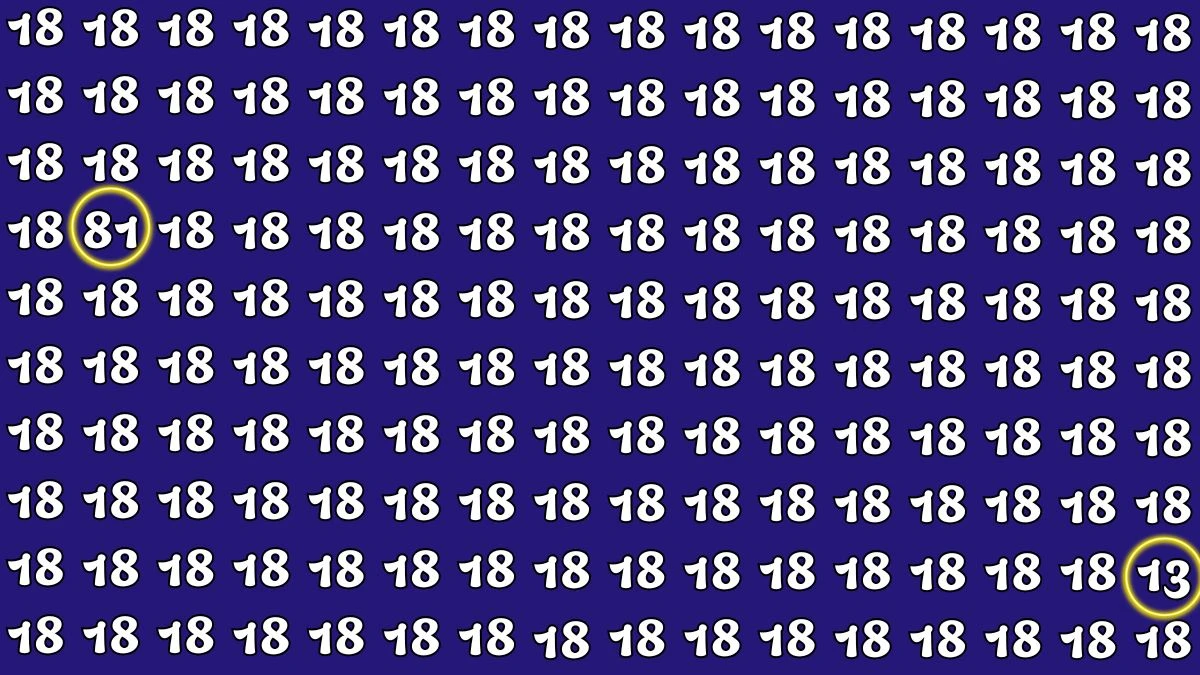 Optical Illusion: Within 5 Seconds Spot The Number 13 and 81 among 18s