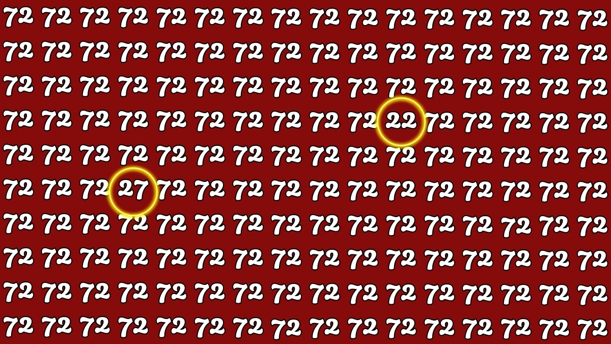 Optical Illusion: Within 5 Seconds Spot The Number 22 and 27 among 72s