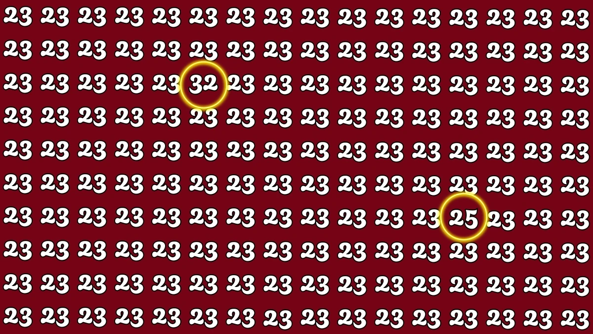 Optical Illusion: Within 5 Seconds Spot The Number 25 and 32 among 23s