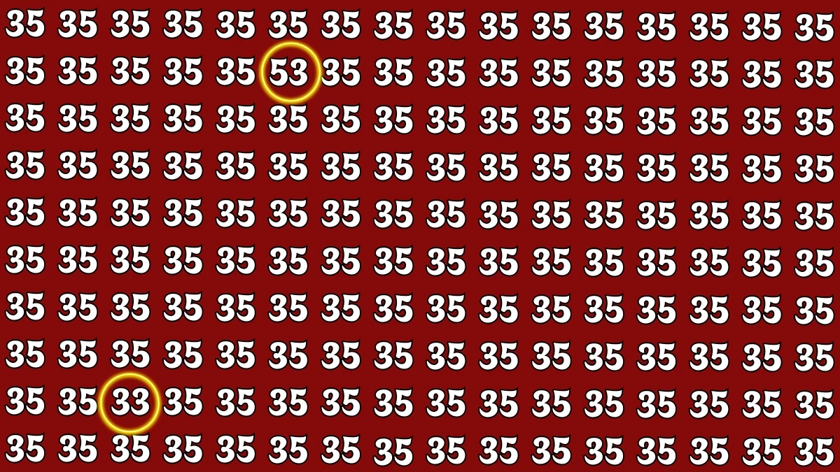 Optical Illusion: Within 5 Seconds Spot The Number 33 and 53 among 35s