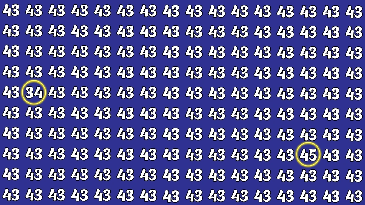 Optical Illusion: Within 5 Seconds Spot The Number 34 and 45 among 43s