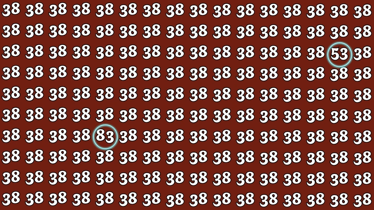 Optical Illusion: Within 5 Seconds Spot The Number 53 and 83 among 38s