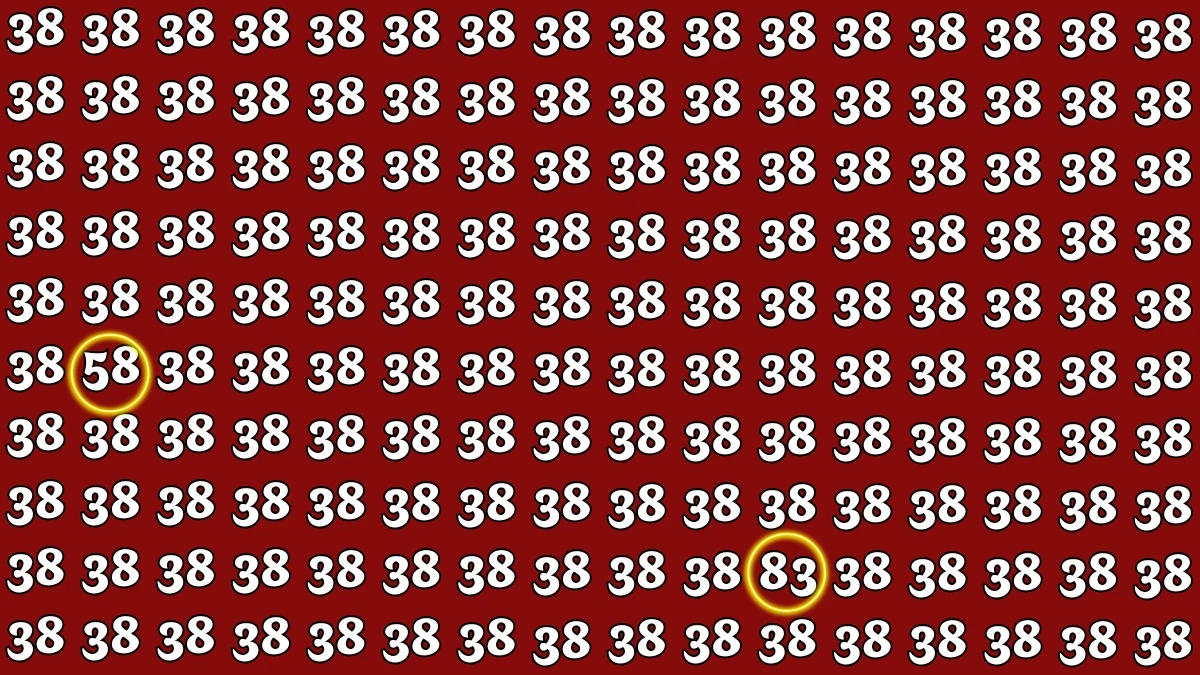Optical Illusion: Within 5 Seconds Spot The Number 58 and 83 among 38s